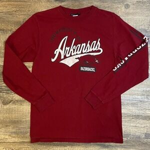 Arkansas Razorbacks Long Sleeve Tee Y2K College-core NCAA Unisex Burgandy Medium